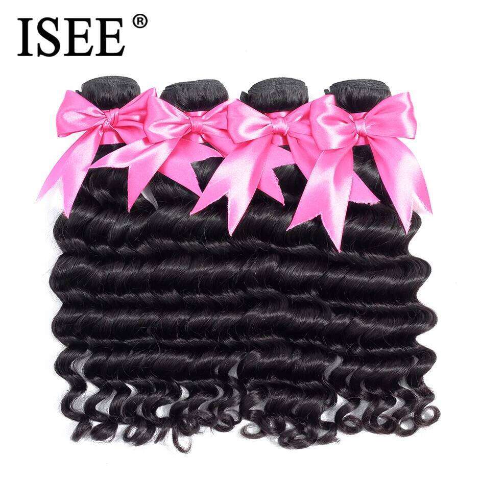 ISEE HAIR Brazilian deep Weave 100% Remy Human Extension Natural Color 3 Loose Wave Hair Bundles