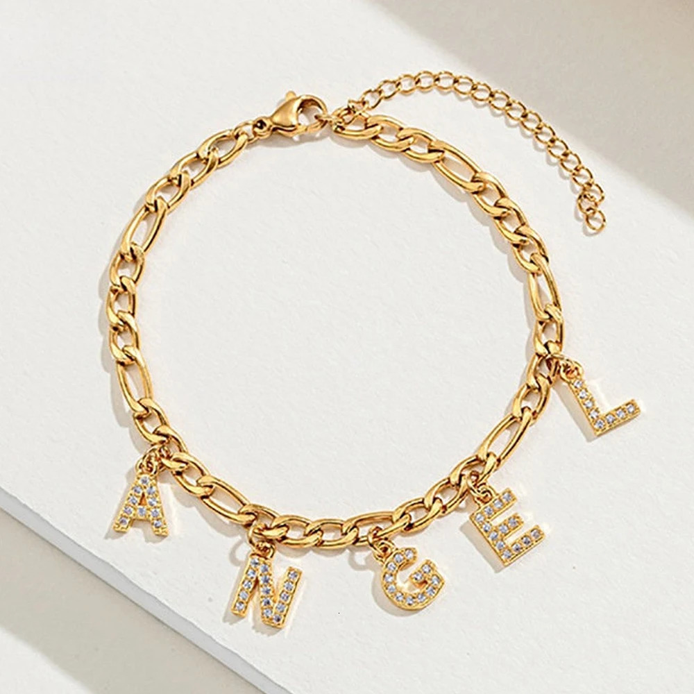 Custom Name Anklet for Women Stainless Steel Personalized Initial Anklet Summer Beach Leg Chain Ankle Bracelet Custom Jewelry 250606