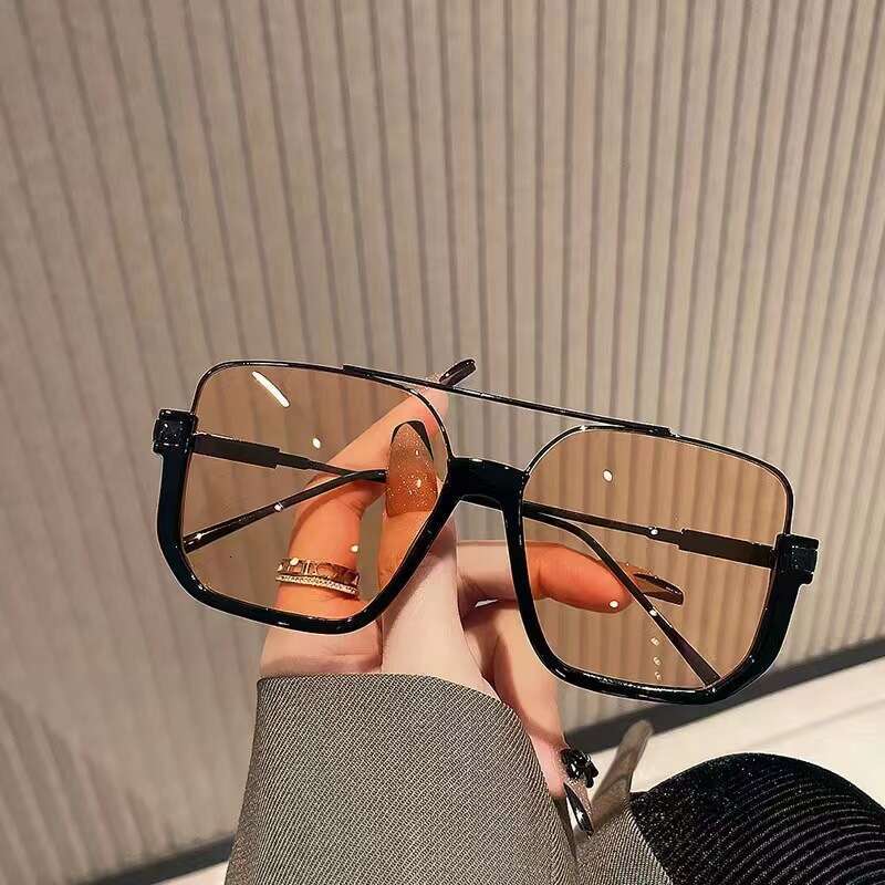 DHCollections for Women Summer No Makeup Double Bridge Large Frame Anti-Blue Light Glasses Ins Internet Celebrity High-End Street Style Sunglasses