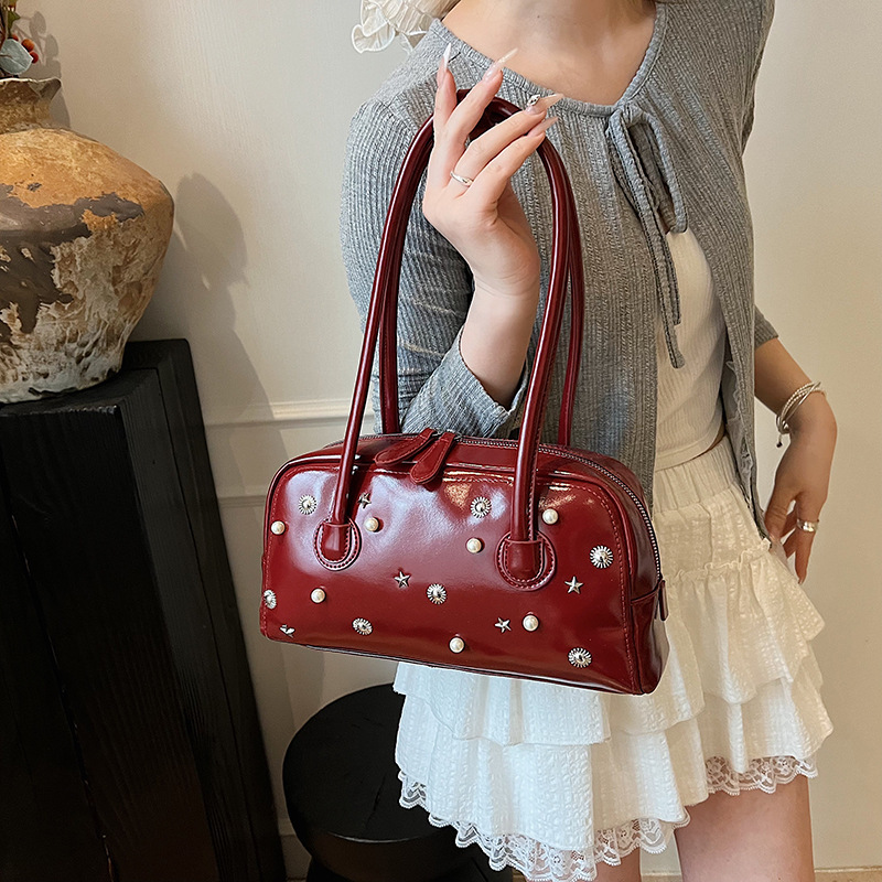 designer Korean Style Niche Design Biker Style Simple Single Shoulder Underarm Bag for Women 2025 Summer New Large Capacity Tot