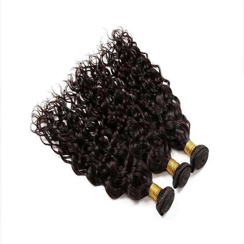Water Wave 12A Brazilian Virgin Curly Human Bundles Natural Black Color Wet and Wavy Hair Extensions