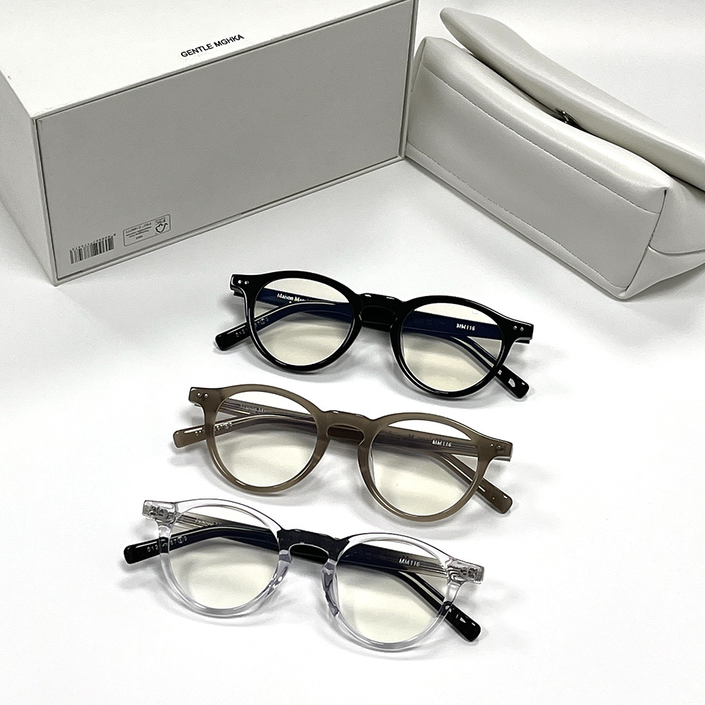 New Fashion korea Retro Optical Glasses Acetate Round MM116 Eyeglasses frame men women GM Glasses Frame computer eyewear myopia Prescription eyeglasses