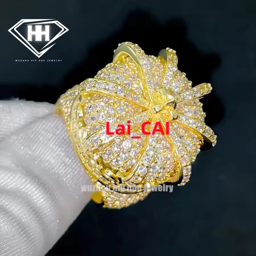 Hip Hop Custom Mossanite Jewelry 18kt Gold VVS D Moissanite Diamond Crown Design Mens Luxury Diamond Ring