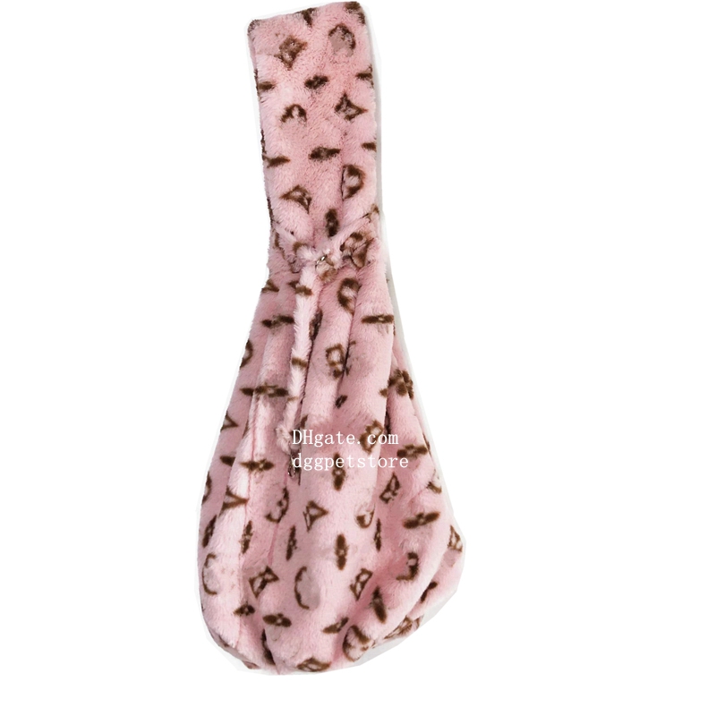 Designer Pet Sling Carrier with Classic Letter Pattern Dog Purse with Soft Velvet Suit for Puppy Small Dogs and Cats Up to 12 Pounds for Outdoor Travel Pink C16