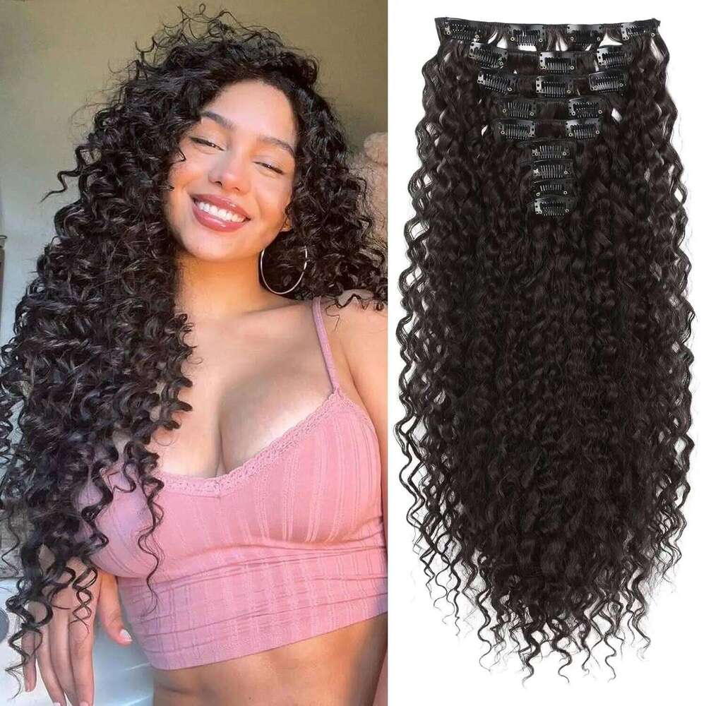 Curly Clip in No Weft for Women 100% Real Human Natural Black Bundels Colored Brazilian Remy Hair