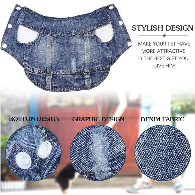 Denim et for Small Medium Dogs Spring Autumn Dog Clothes ic Jeans Lapel Vest Chihuahua Yorkie Bulldog Pet Apparel