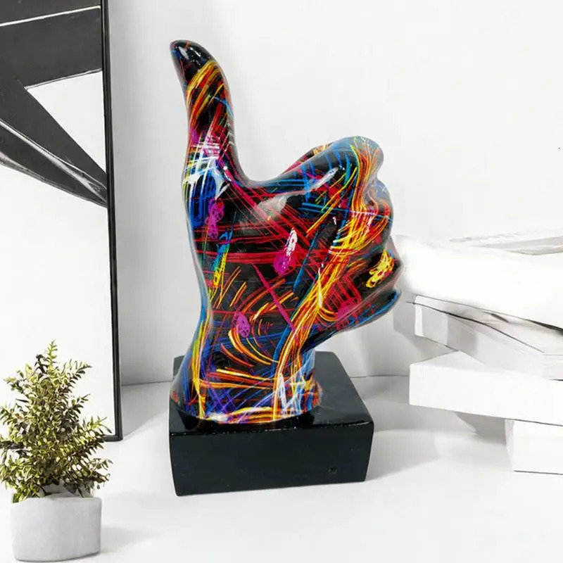 Graffiti Hand Gesture Ornament Art And Crafts Resin Statue Desktop Ring A Living Room Home Decoration 250609