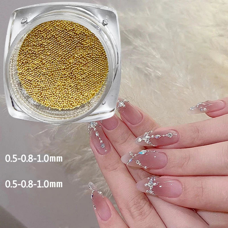 04mm15mm 3D Steel Tiny Nail Art Decoration Gold Silver Ball Caviar Beads Nails DIY Jewelry Accessories 250605