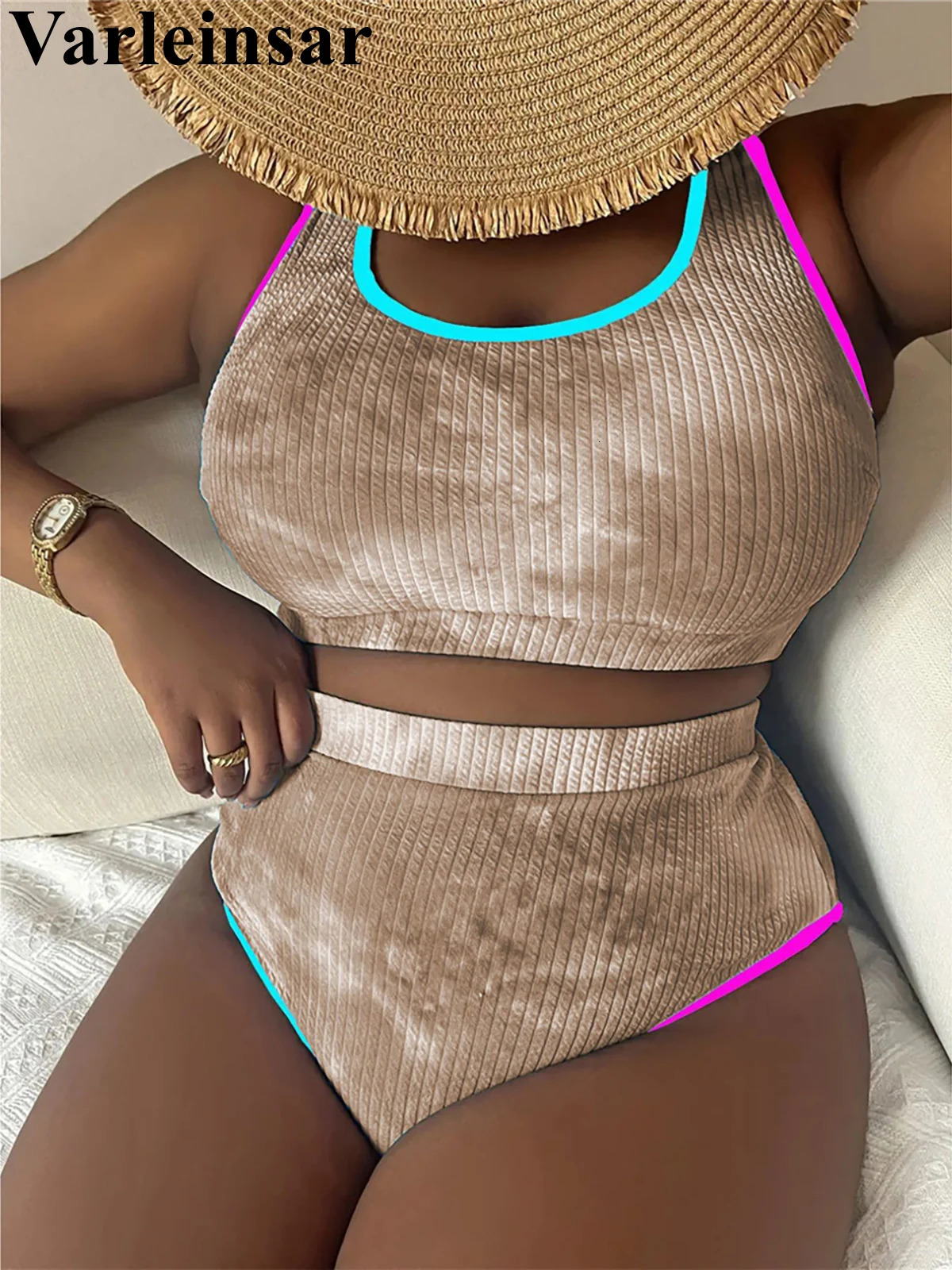 0XL 4XL Tie Dye Bikini Large Size Swimwear Plus Women Swimsuit Female Twopieces set Bather Bathing Suit V5948 250530