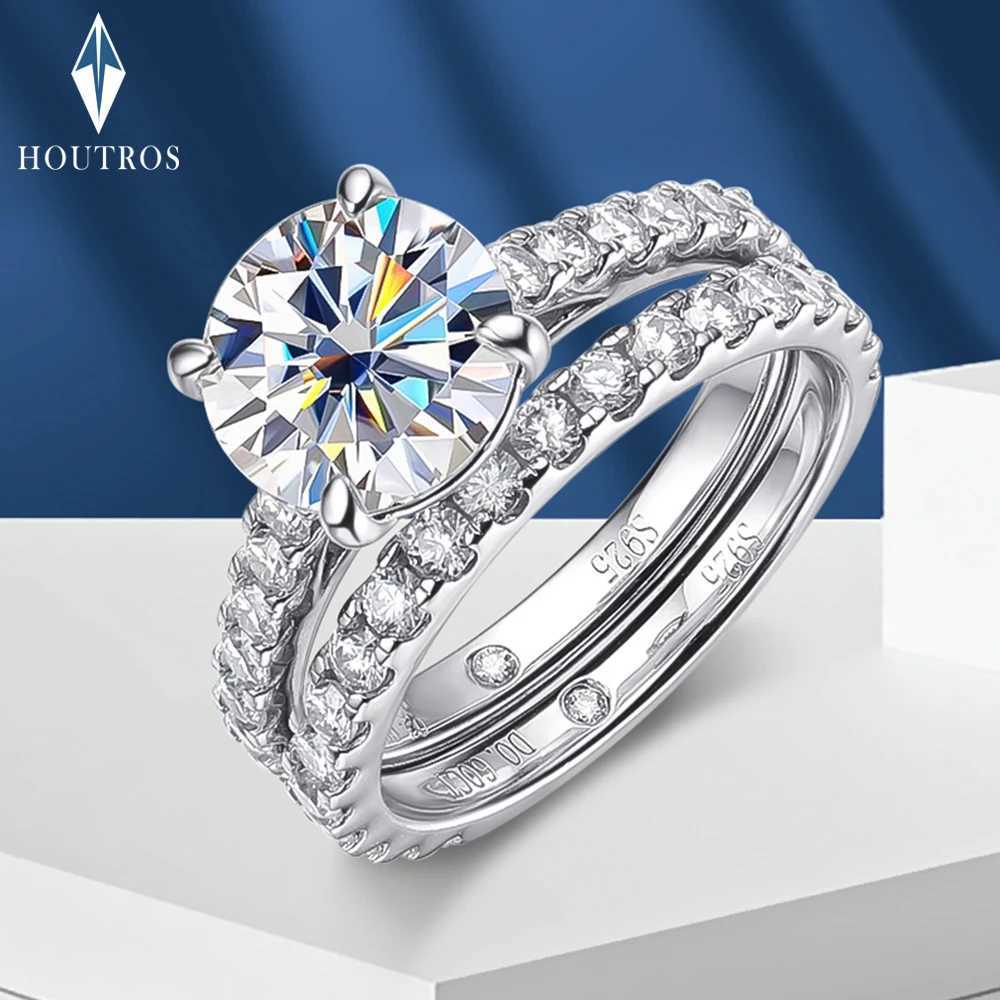 D VVS1 All Moissanite Row Rings Set For Women S925 Sterling Silver Plated 18K White Gold Diamond Ring Wedding Bands Fine Jewelry W250609 W250609
