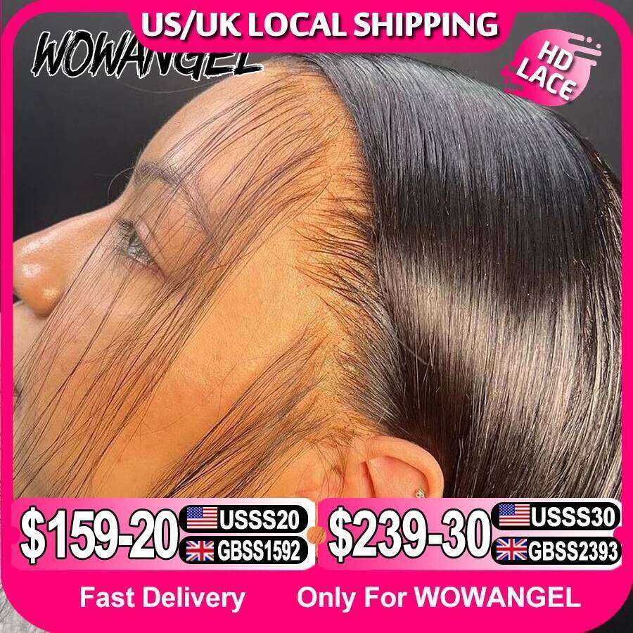 WOW ANGEL Frontal 250% 13x6 Straight Invisible Melt Skin HD Lace Front Human Hair Wig