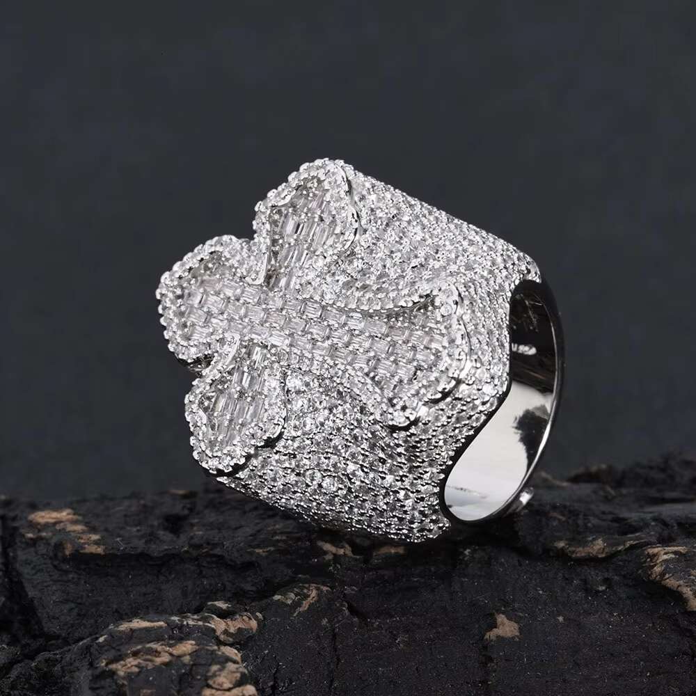 Jewelry Hip Hop Luxury VVS Moissanite Iced Out 18k Gold Plated 925 Silver Diamond Men Ring