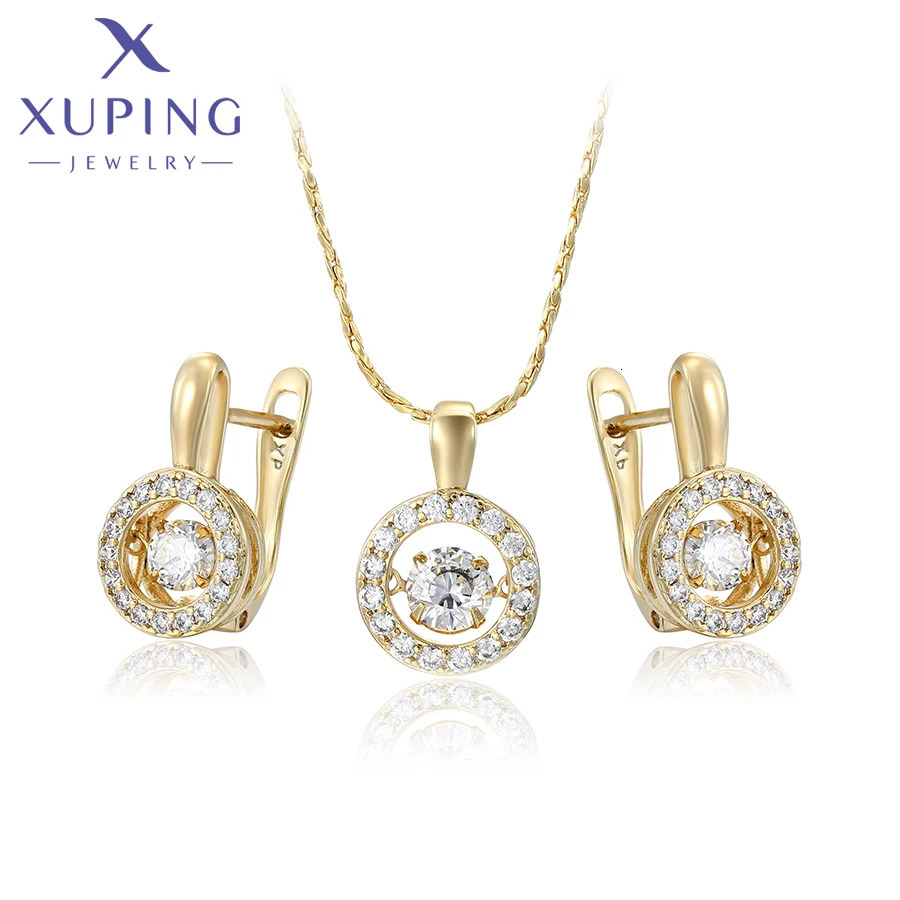 Xuping Jewelry Arrival Trendy Fashion Stone Necklace Earring Set for Women Christmas Party Gift X000850555 250618