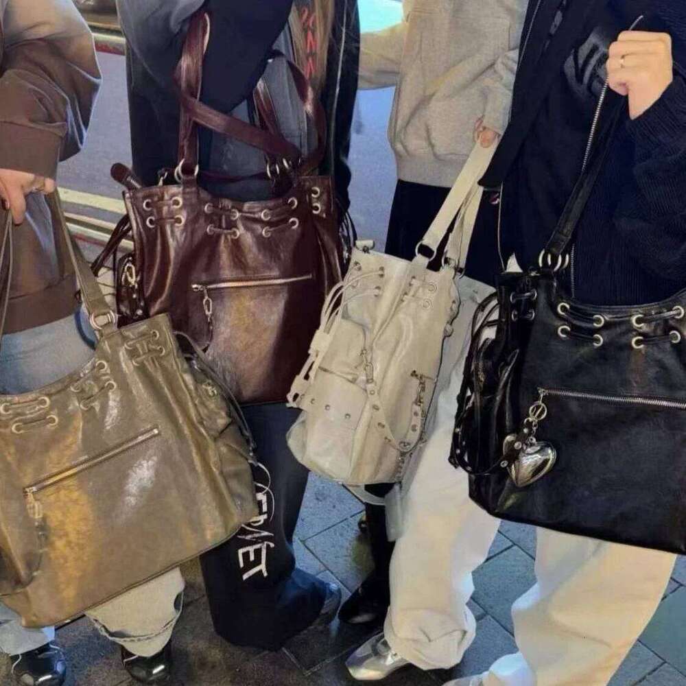 Korean PU Leather American Y2k Cool Large Capacity Handbag Shoulder Haruku Style Women's Bag Purses Women Hand Bags
