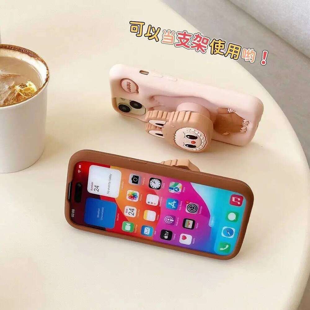 3D Labubu Cute Phone Case For iPhone 16 15 14 Plus 13 12 Pro XS Max 11 Kawaii Grip Tok Holder Cartoon Soft Silicone Miniso Cover