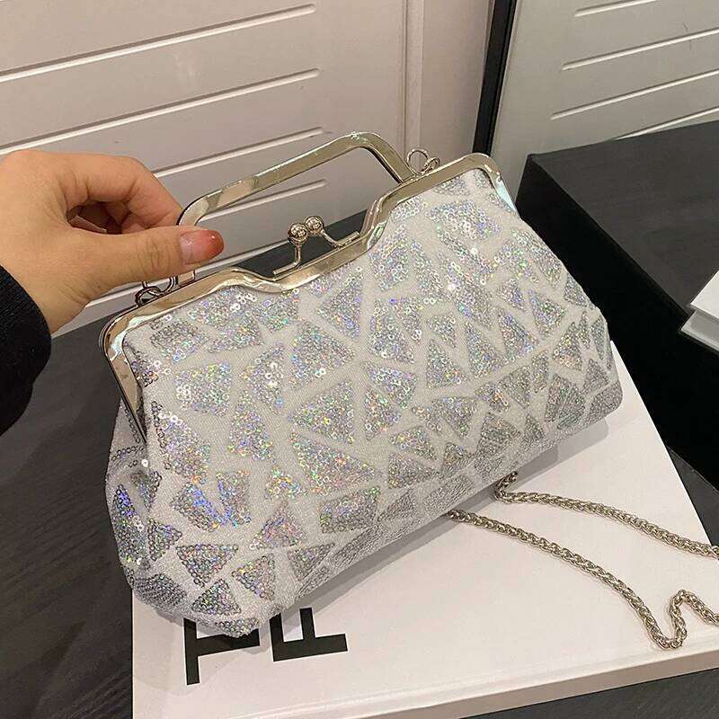 2023 Fashion Multicolor Sequins Evening Hasp Handbag Chain Women Shoulder Crossbody Bag Lady Wedding Party Clutch Bag