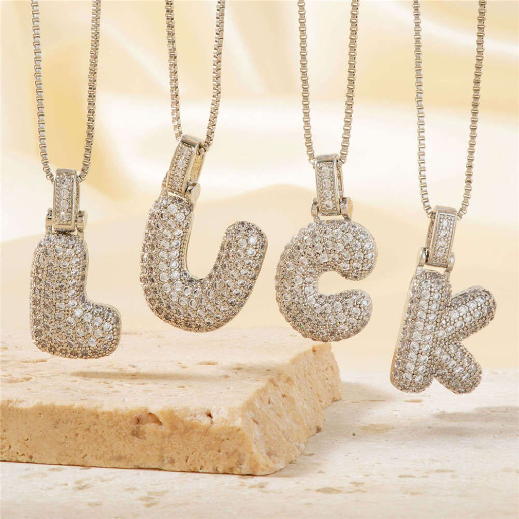 designer necklace gold jewelry diamond necklace hot selling collarbone necklace Cartonn English letters fat pendant Hip hop necklace designer gold chain necklace