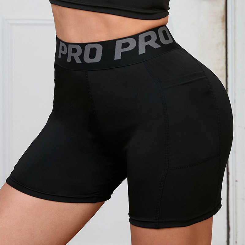 Womens Pro Fitness Shorts Running Training Peach Butt Sports Yoga Quick-dry Pocket Tight Pants