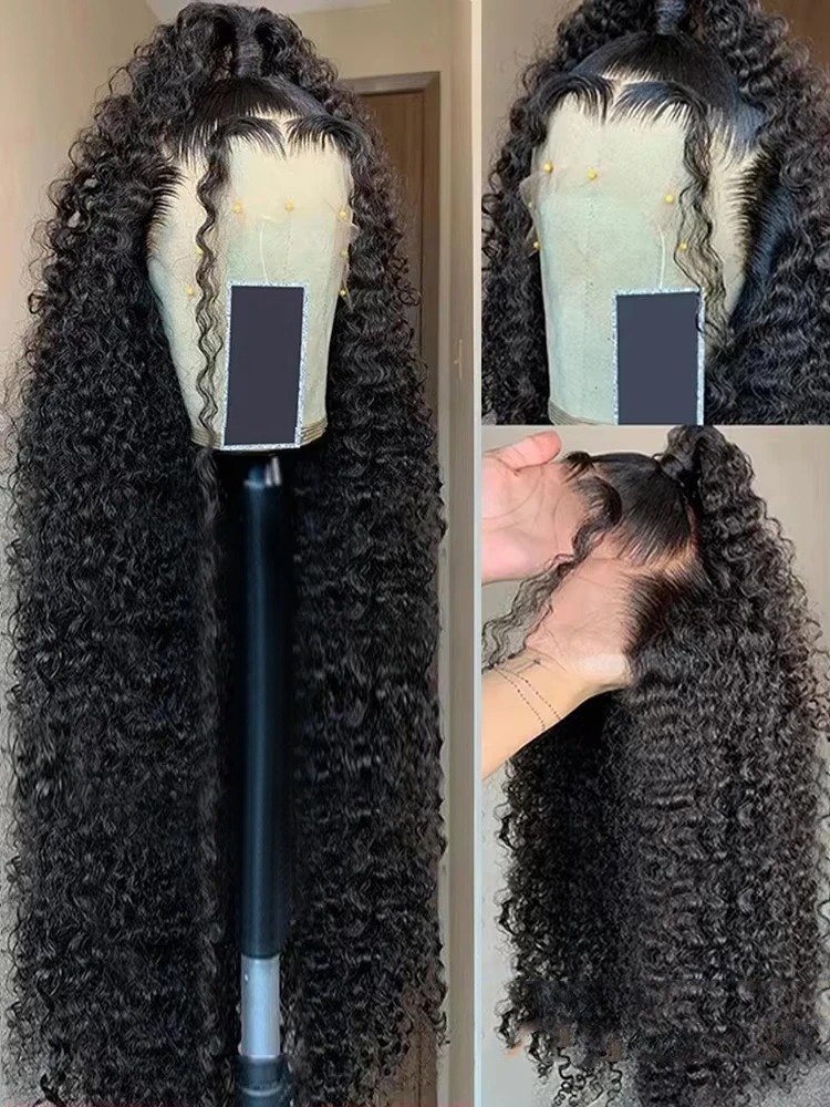 Deep Wave 13x6 HD Lace Frontal Wig Human Hair Curly Lace Front Human Hair Wig Water Wave Frontal Wigs For Women 250 Density Synthetic