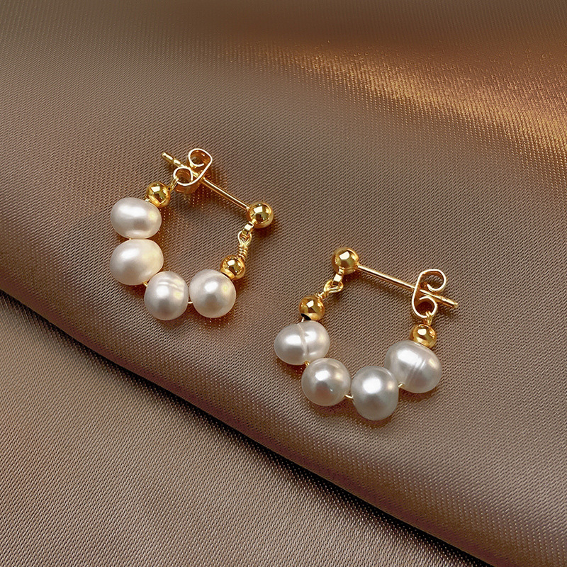 Baroque Pearl Dangle Earrings: Sterling Silver Needle Drop Earrings for Women, Girls, and Special Occasions H260202