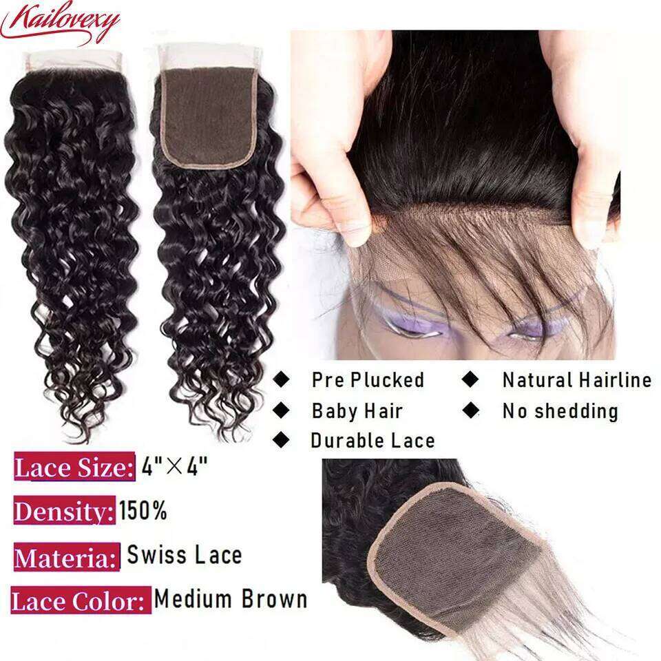 Kinky Curly 4x4 13x4 HD Closure Frontal with 3/4 Bundles Wet and Wavy Brazilian Human Hair