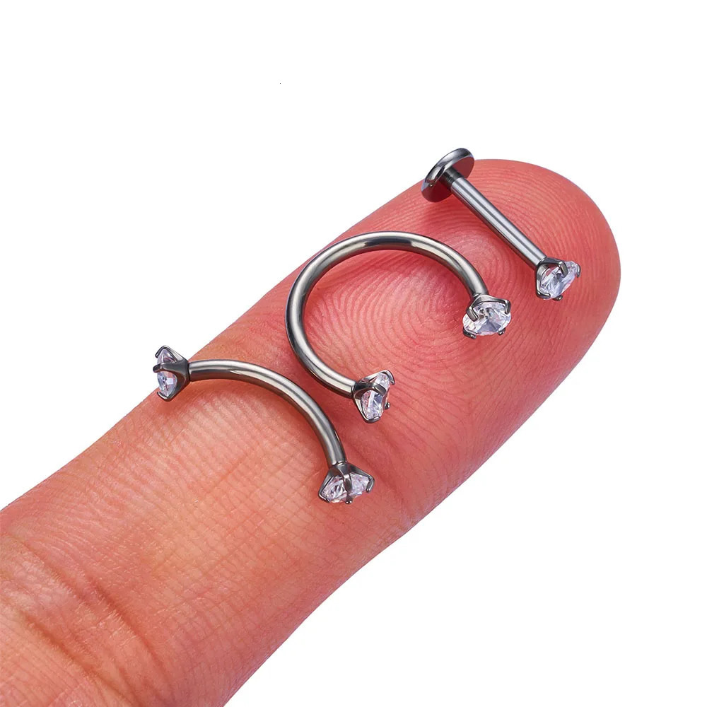 G23 Ear Cartilage Nail Nasal Septum Ring Eyebrow Bending Rod Head Four Claw Internal Thread Perforated Jewelry ear nail 250606