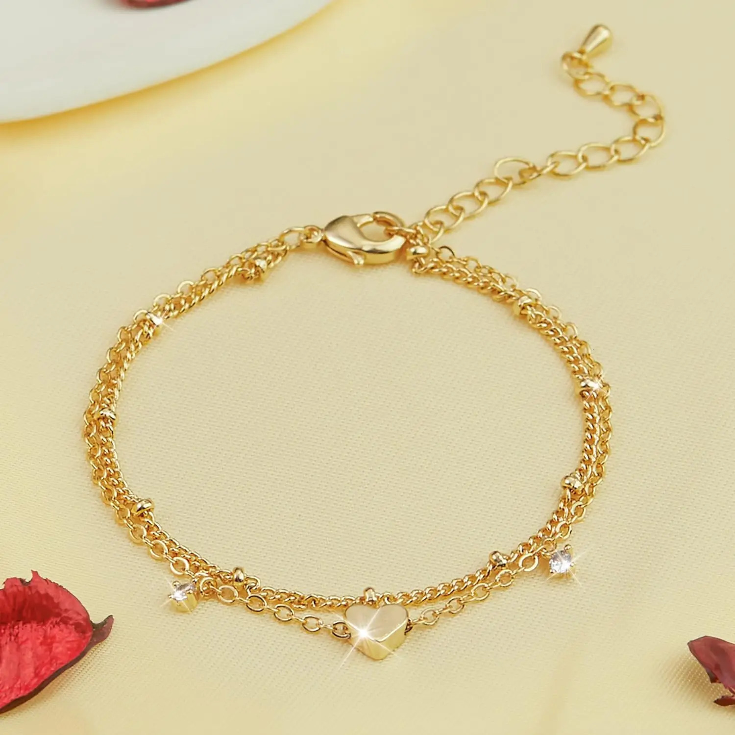 925 Sliver Plated CZ Anklet Bracelets for Women Girl Trendy Waterproof Heart Charm Dainty Layer Chain Anklets Jewelry Gifts 250528