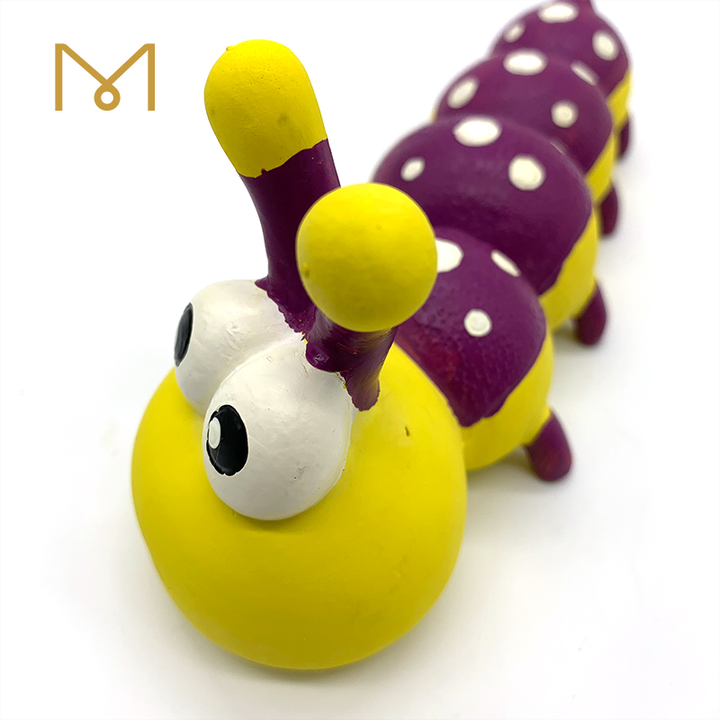 Latex Caterpillar Dog Chew Toys Eco Friendly Cute Squeaky Natural Soft Rubber Pet Toy 2pcs/Pack
