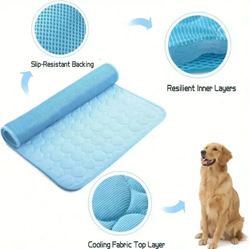 Dog Cooling Pad Ice Silk Fabric Self Gel Breathable Washable Summer Pet Mat for Dogs Cats Sofa Kennel Bed Comfortable 250609