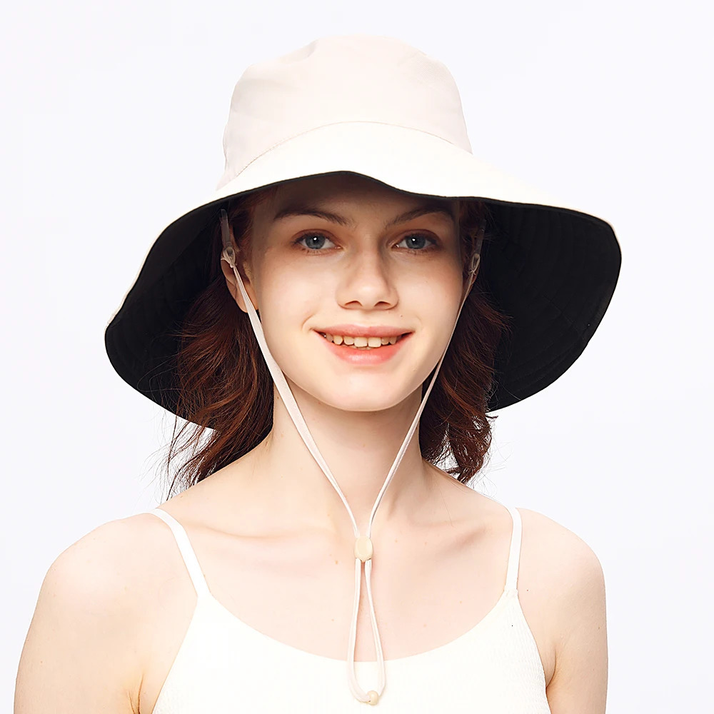 OhSunny Fisherman Hats for WomenWomnes Bucket Sunhat Double-Sided WearingUPF50 Large Brim Hiking Hats with Ponytail Hole 250606