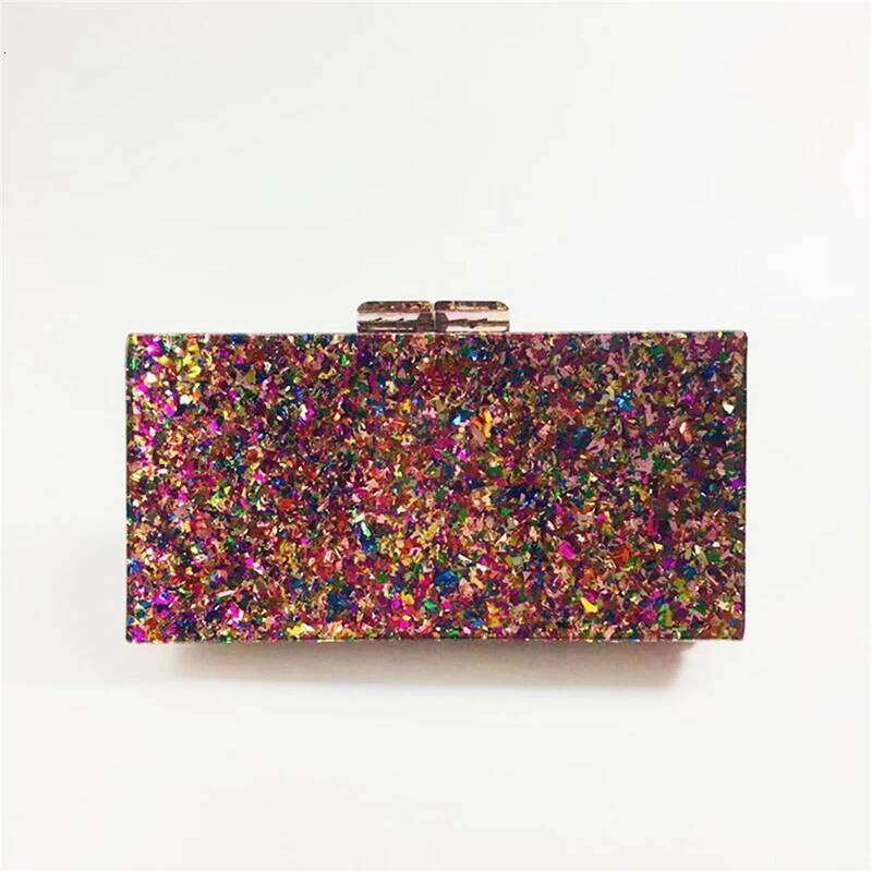 Brand New Design Acrylic Evening Bags Multicolor Sequins Handbag Evil Eye Pattern Clutch Purse Crossbody Bag Party Wallet