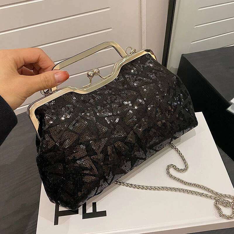 2023 Fashion Multicolor Sequins Evening Hasp Handbag Chain Women Shoulder Crossbody Bag Lady Wedding Party Clutch Bag