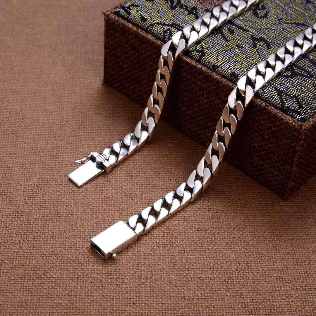 Factory Wholesale Sterling 925 Silver Trendy Luxury Jewelry Daily WearBuckle Miami Cuban Link Chain Necklace for Men Hip Hop