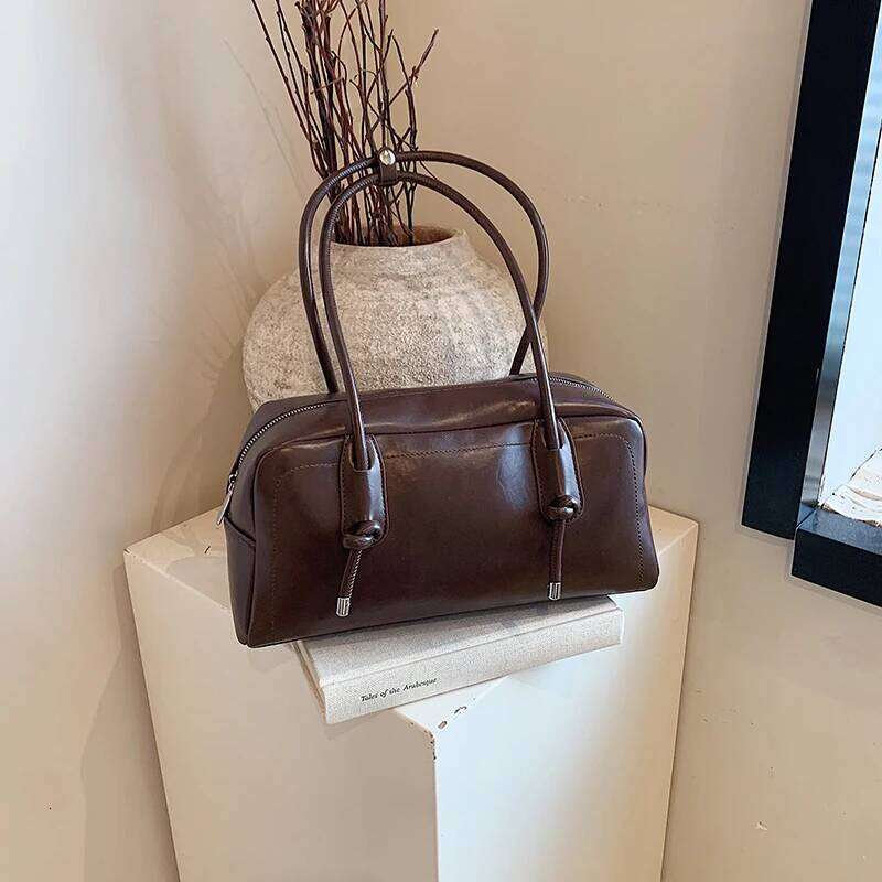 MOODS Retro Shoulder Bags For Women Solid Color Large Capacity Mini Boston Bag Vintage Commute Shopper Totes 2024 Latest Handbag