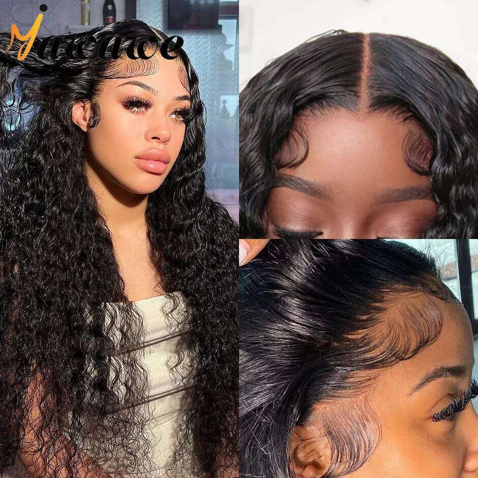 YAWAWE Water Wave 13x6 HD Lace Frontal Brazilian 100% Human Hair For Women Deep Curly Wigs preplucked Precut