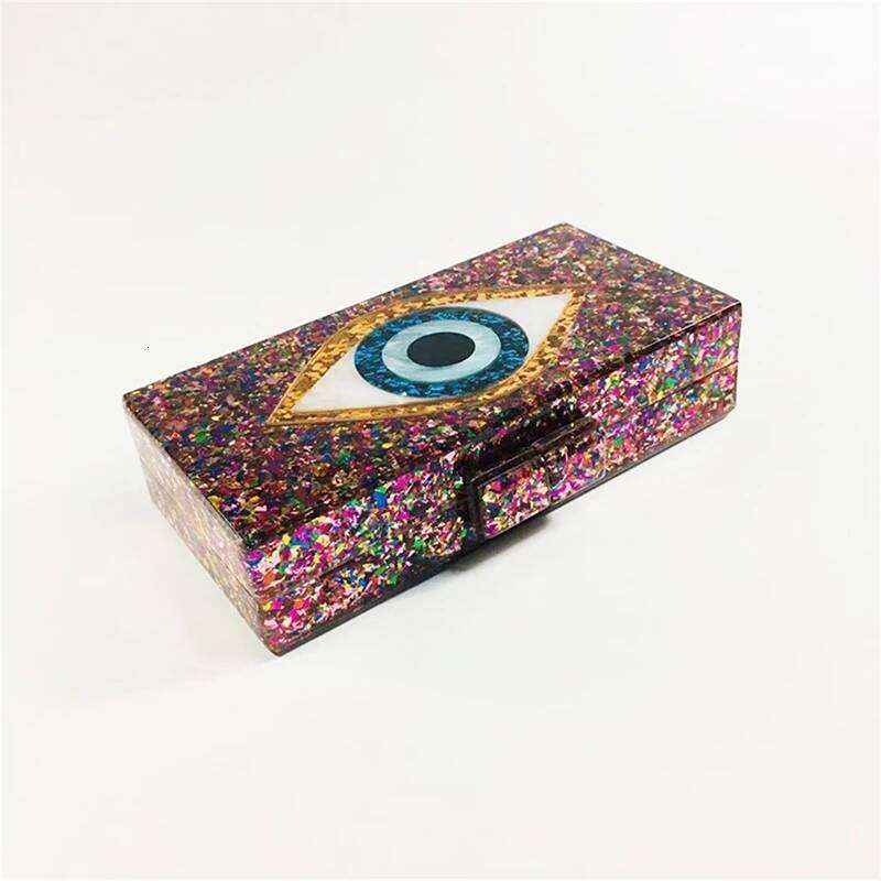 Brand New Design Acrylic Evening Bags Multicolor Sequins Handbag Evil Eye Pattern Clutch Purse Crossbody Bag Party Wallet