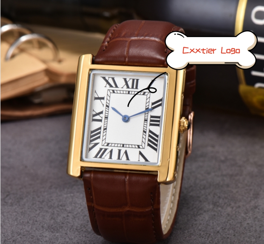 Sky Starry Shinning Color Square Tank Series Men's Watch 34mm Top Brand Luxury Male Leather Waterproof Sport Quartz Chronograph Wrist Watch Clock