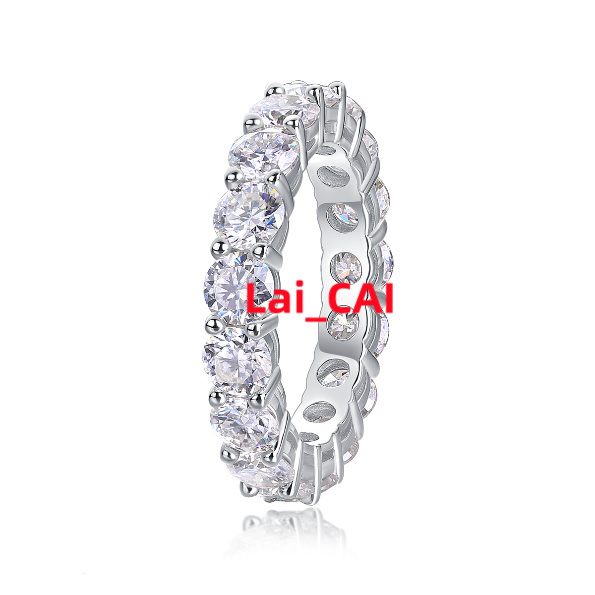 Wholesale Gold Plated 925 Sterling Silver Tennis Ring Princess Emerald Ice Eternity White VVS Mossanite Moissanite Hip Hop Style