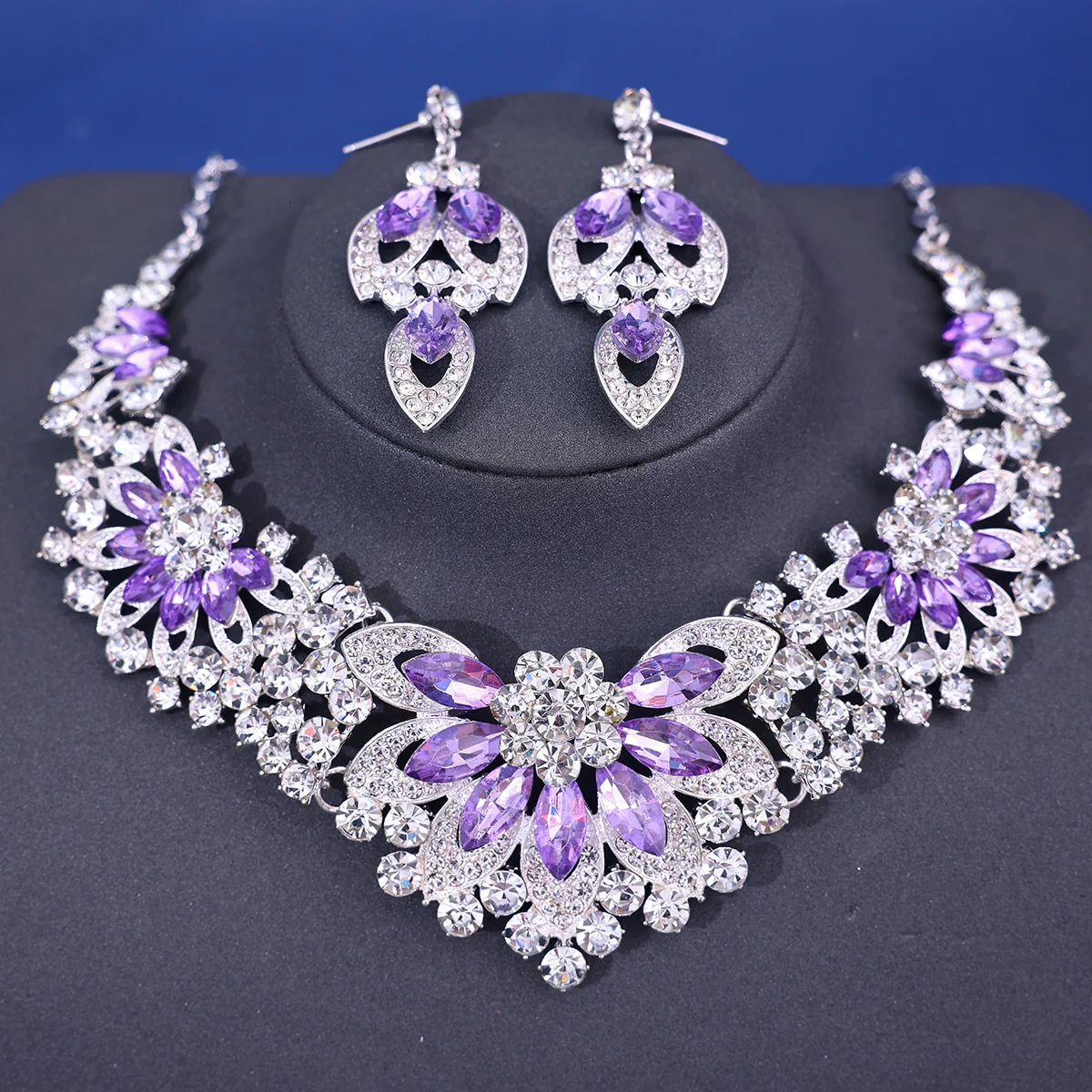 Fashion Crystal Rhinestine Necklace Earring Sets Wedding Hair Accessories For Women Bride 250618