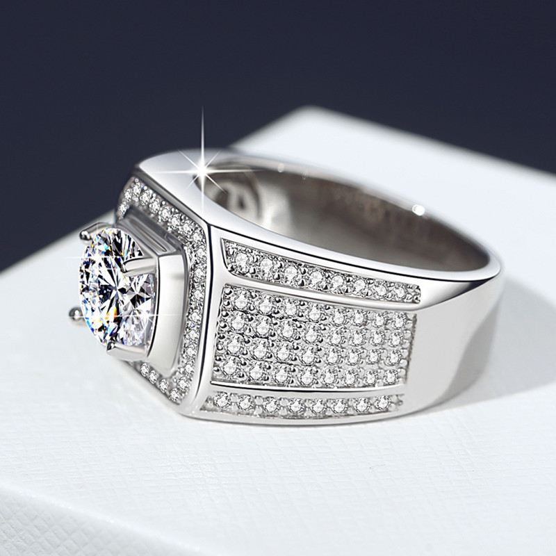 Stylish Unisex Bridal Accessory: Premium Quality 925 Pure White Gold Setting Holds Eye-Catching Man-Made Diamonds