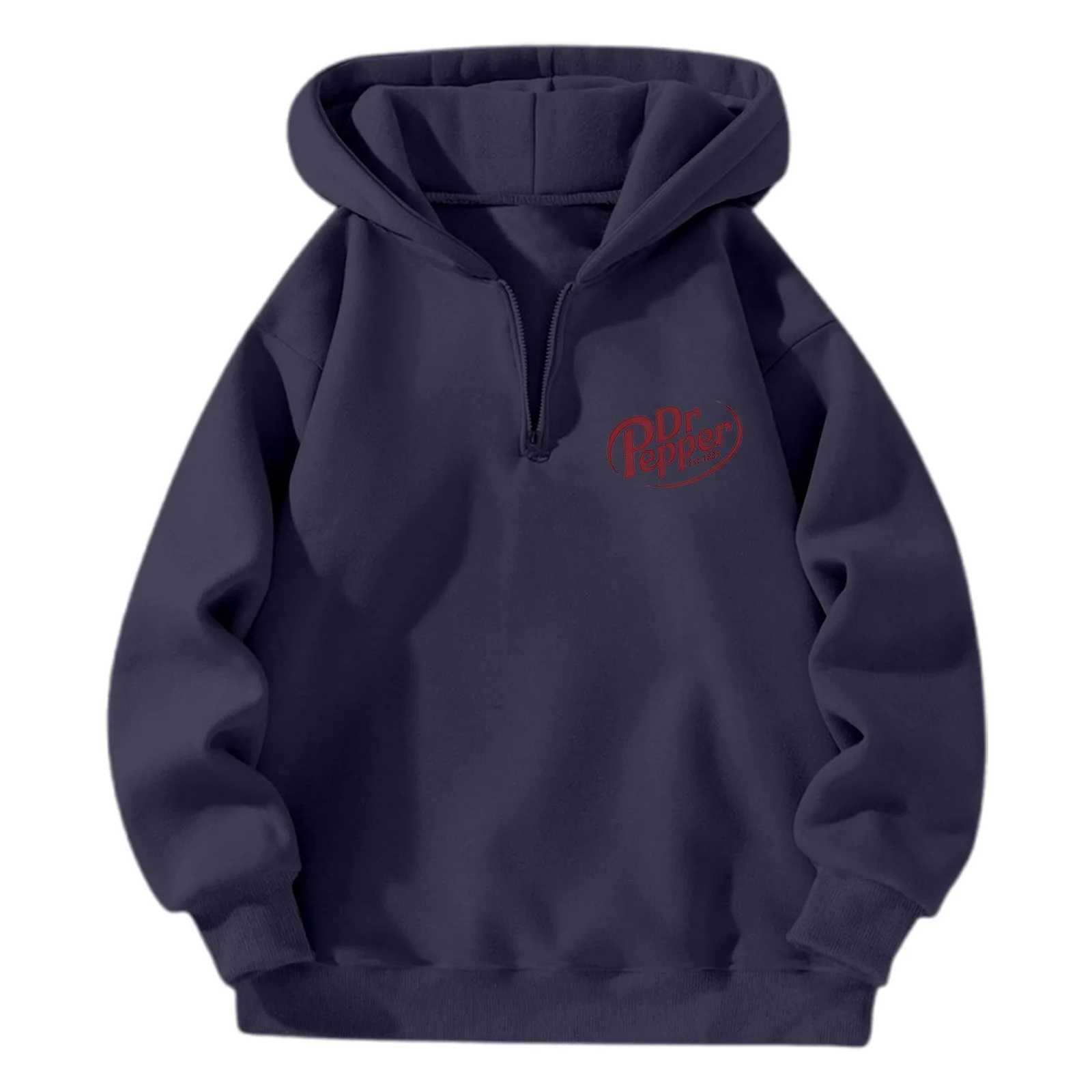 I Would DropkiCK A For A Dr. Pepper Hoodies Street Women Sweatshirts Casual Unisex Pullover Half Zip Up Hooded Sweatshirt Z250609