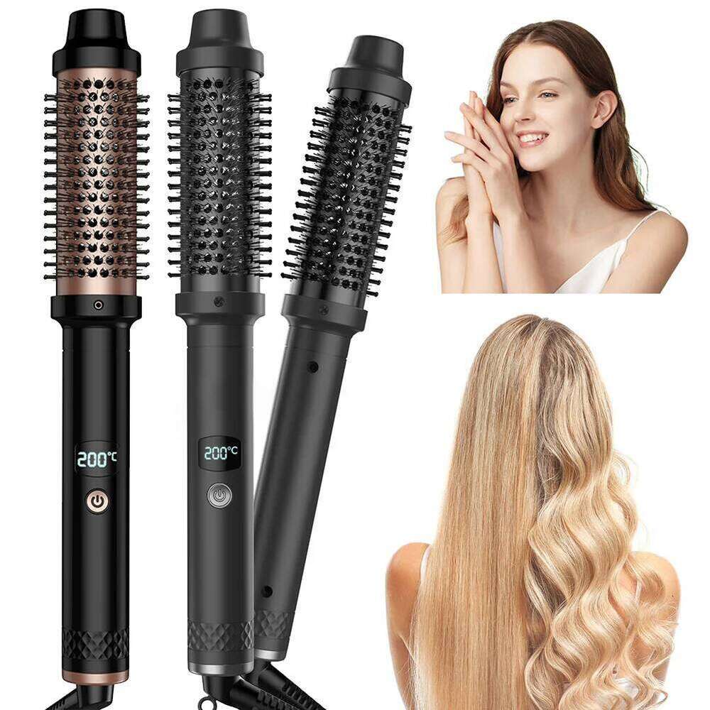 3 In 1 Ionic Hair Curler/Straightener,Dual-PTC Heaters Electric Curl Wand,Hair Styling Brush,Hair Curler Comb,Curling Brush
