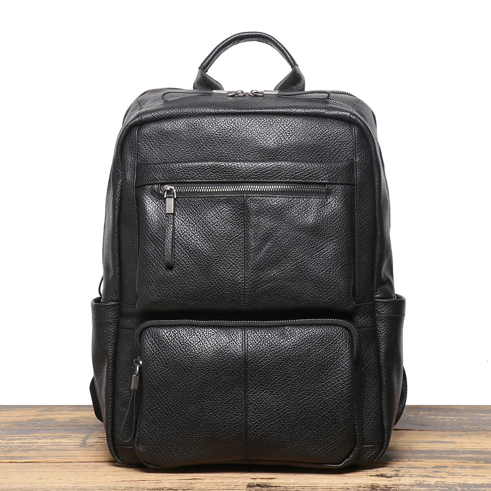 Mens Genuine Leather Backpack Business Travel Large Capacity Outdoor Bag Laptop 250604z