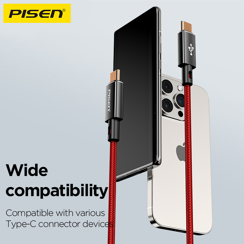 PISEN PD60W Fast Charging! 3A Two-In-One Braided Type-C Data Cable Aluminum Shell Braided Design Flexible And Tear-Resistant Com