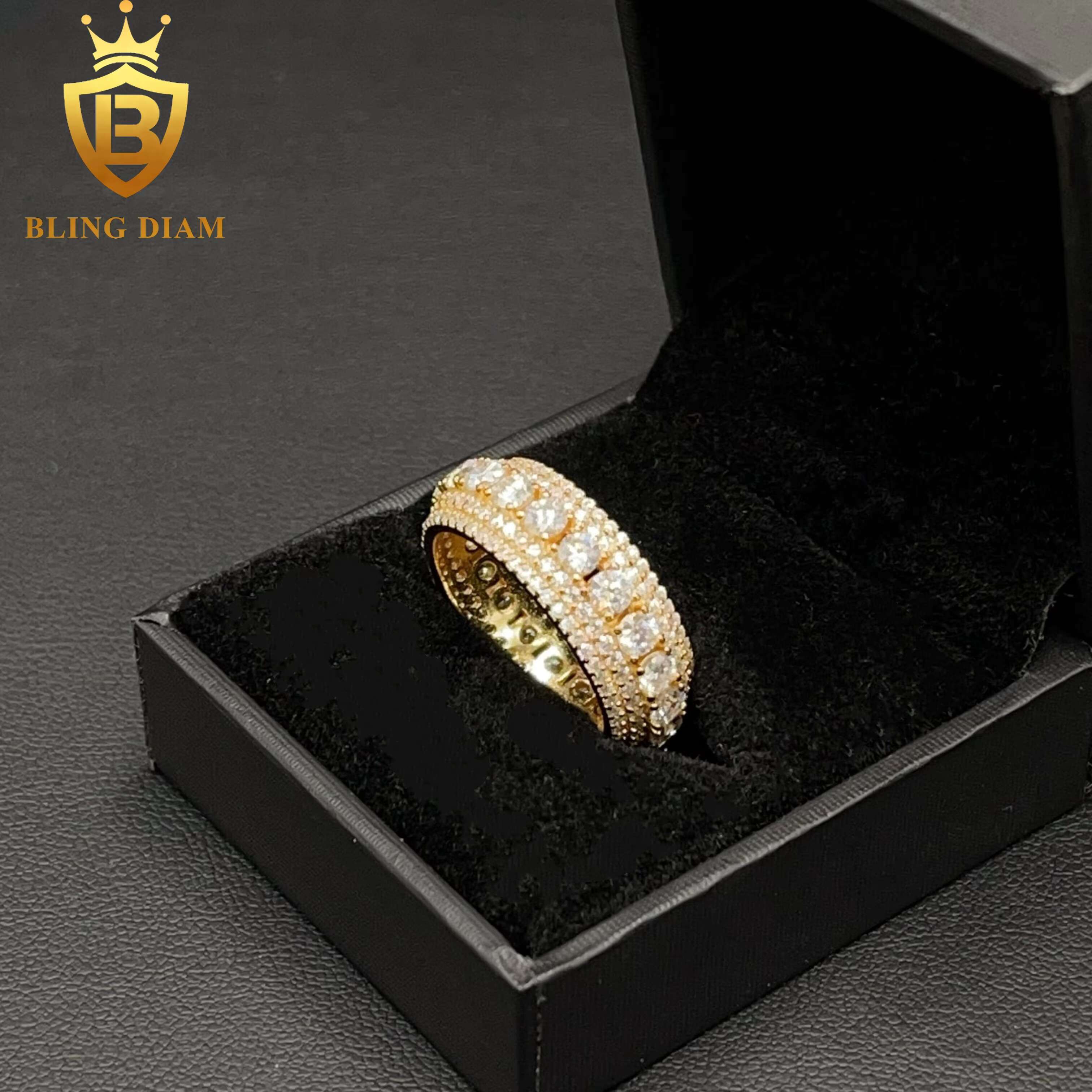 Fashion Hip Hop Jewelry 925 Sterling Silver VVS Moissanite Full Diamond Iced Out Rings for Men