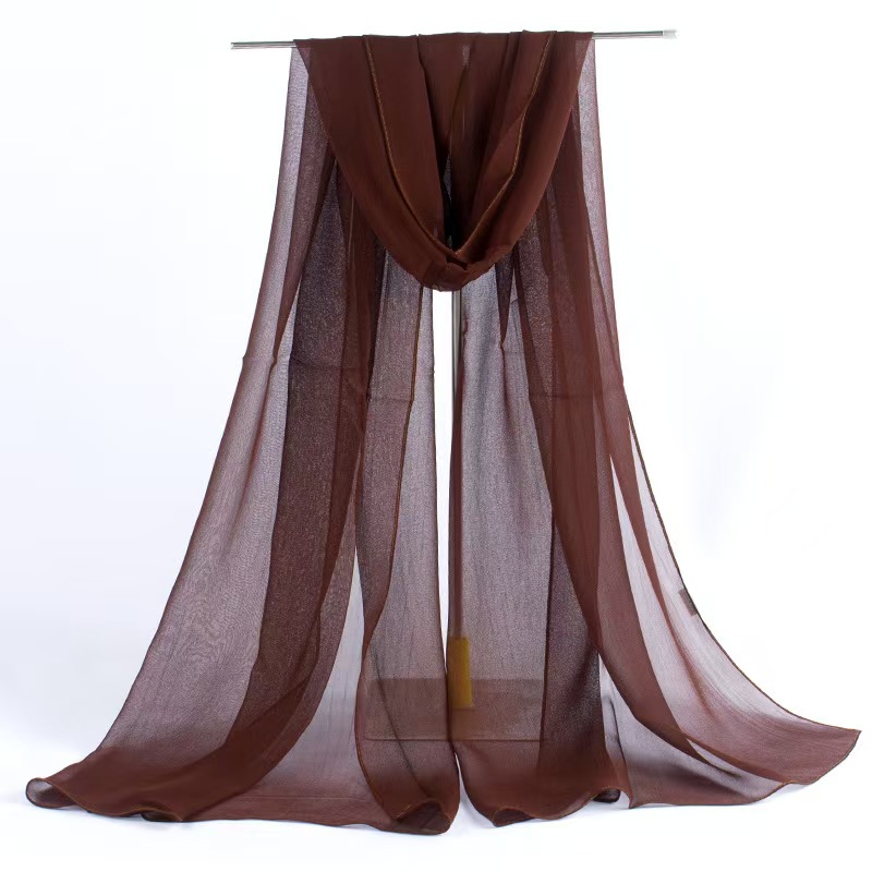 T927 Spring and Autumn Small Silk Scarf Women Korean Sunscreen Neck Scarf Thin Long Solid Color Scarf Decorative Shawl Georgette Summer