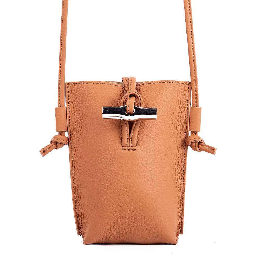 Niche Bamboo Buckle Mobile Phone First Layer Cowhide Lightweight Shoulder Mini Messenger Bag Women