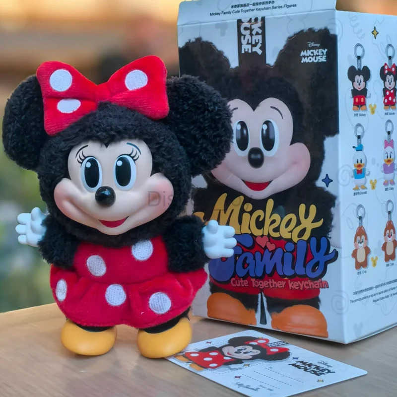 Disney Popmart Mickey Family Cute Together Keychain Series Blind Box Vinyl Doll Mickey Mouse Anime Figures Decor Collection Kids Gifts Y250609