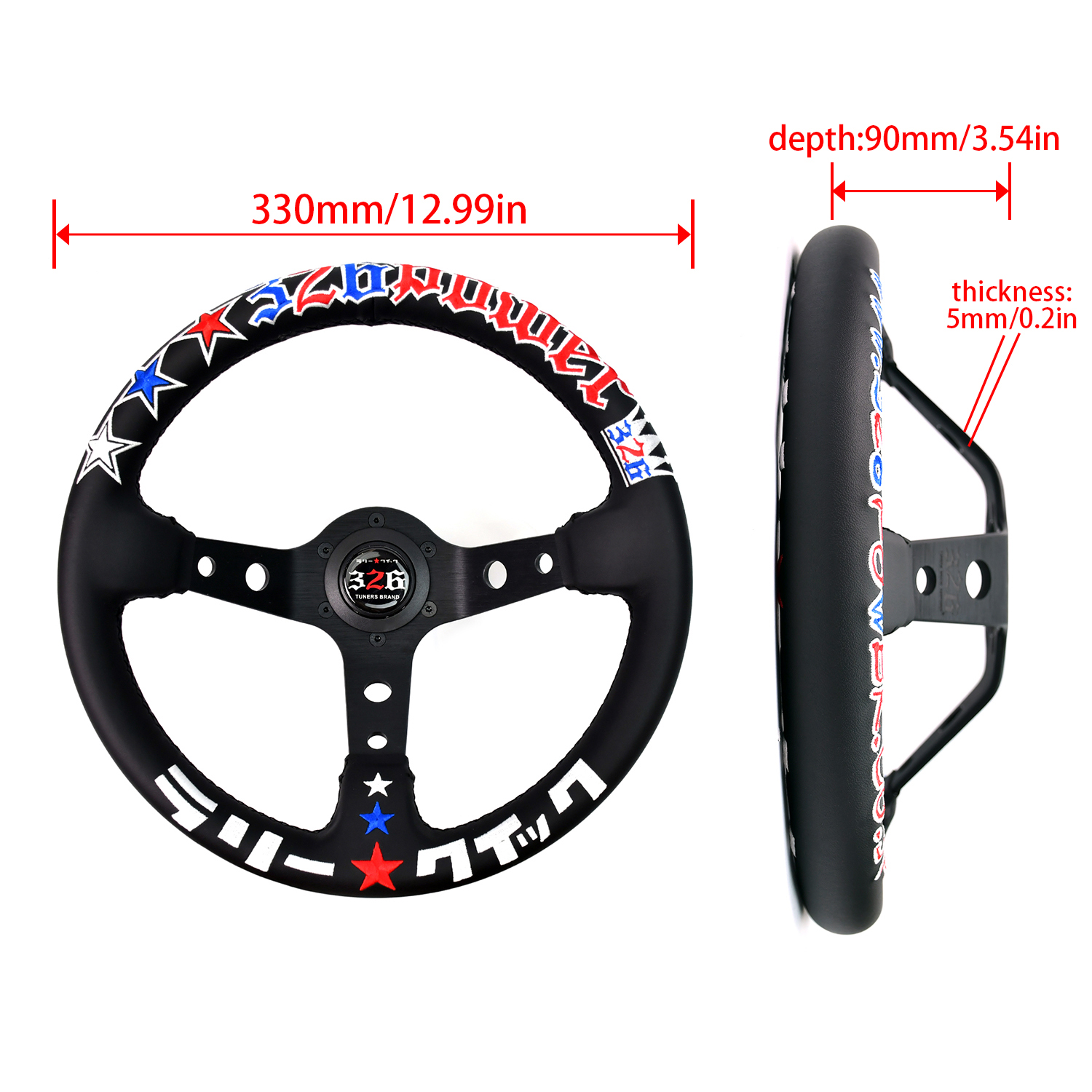 New JDM Racing Modified Personalized Design 330mm 9cm Deep Bracket Steering Wheel