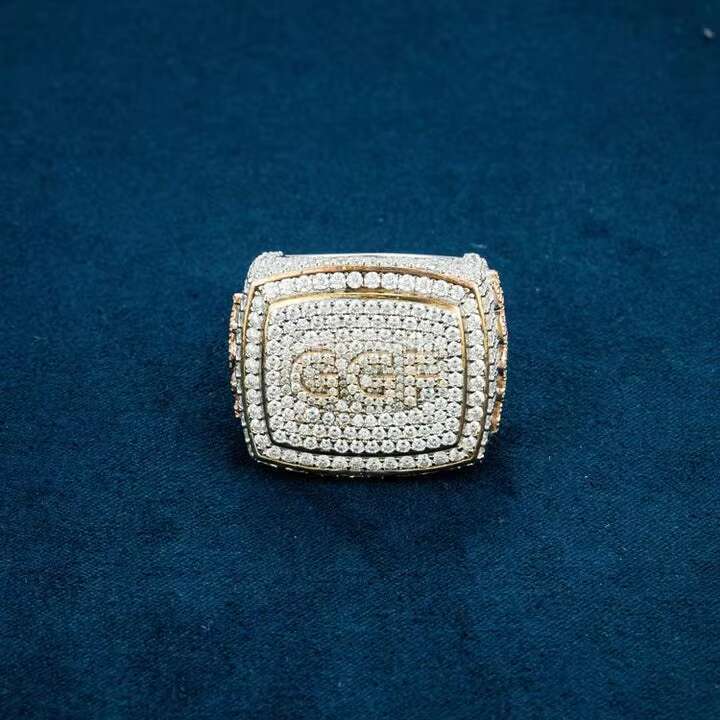 Wholesale Hip Hop VVS Moissanite Diamond Ring Star Gold Plated 925 Silver VVS Finger Band Ring for Men